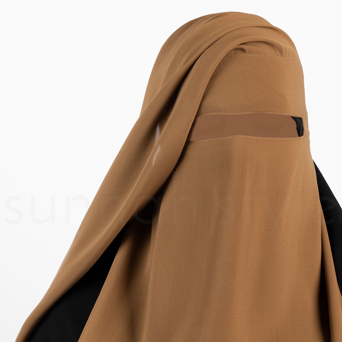 Sunnah Style No-Pinch Two Layer Niqab Caramel